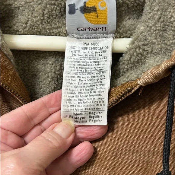 Carhartt Tan Hooded Jacket with Gray Lining